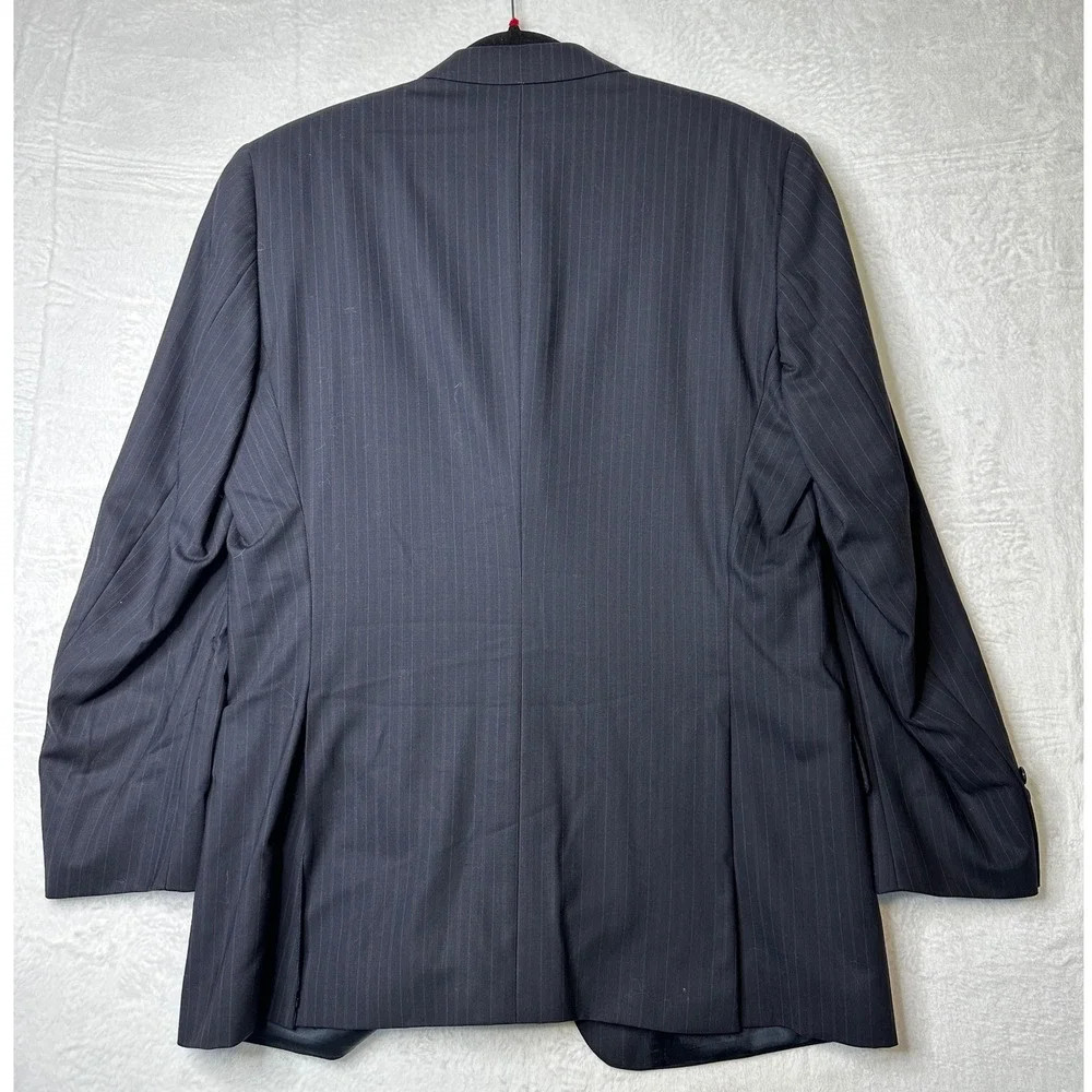 Pronto Uomo Mens Pinstripe Suit 44 Tall 39W Navy Blue Worsted Wool 2pc Canada